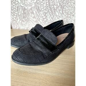 Clarks Trish Rose Slip On Penny Loafers Black Plaid Patent Leather